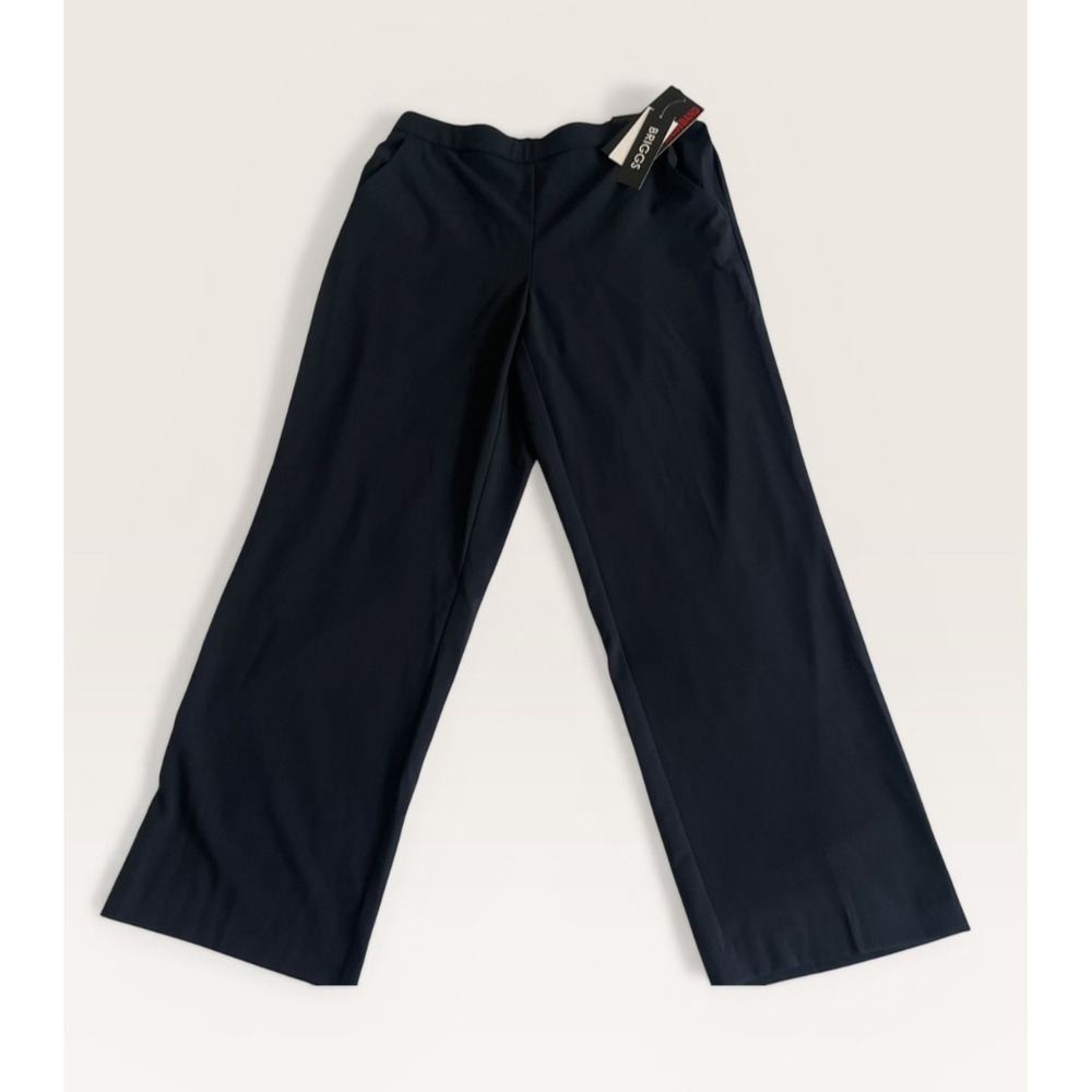 Briggs New York Navy Blue Comfort Waist Wide Leg Pants Womens 10PS New